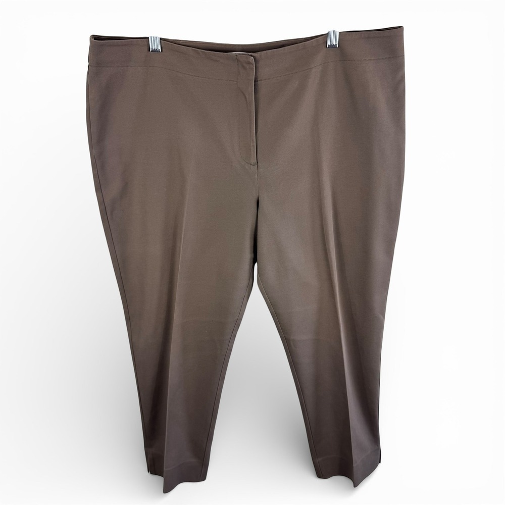 Chico's Brown Cotton Stretch Tapered‎ Ankle Cropped Dress Pants Size 3 XL 16